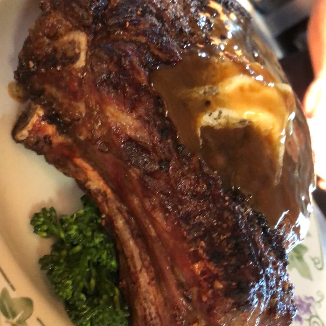 Slow-cooked prime rib at The Mansard, served with rosemary herb au jus